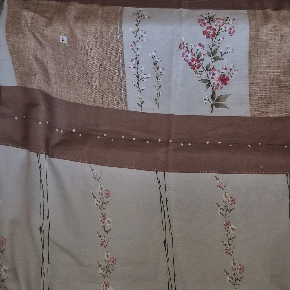 Tan Pink Floral Shower Curtain